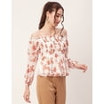 thumbnail image 3 of Moomaya Printed Off-Shoulder Tops, Womens Smocked Full Sleeve Casual Vacation Top, 3 of 9