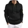 thumbnail image 2 of Qulqfy Casual Hoodie for Men Pullover Black Quarter Zip Drawstring Long Sleeve Sweatshirts with Kanga Pocket Sweatshirts for Men L, 2 of 9