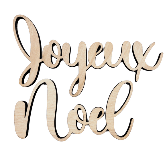 Krafty Supply 1/4" Birch Wood Joyeux Noel Wood Words | Craft Letters Cutout | Merry Christmas wood | Christmas Door hanger | Wood Letter | Wood Words | Craft Letters | French Merry Christmas | 4"