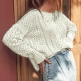 thumbnail image 3 of Herrnalise Women's Knitted Crop Tops Women Fashion Solid Color Hollowing Out Sexy Long Sleeves Sweater Tops Pullover Jumper Sweaters, 3 of 9