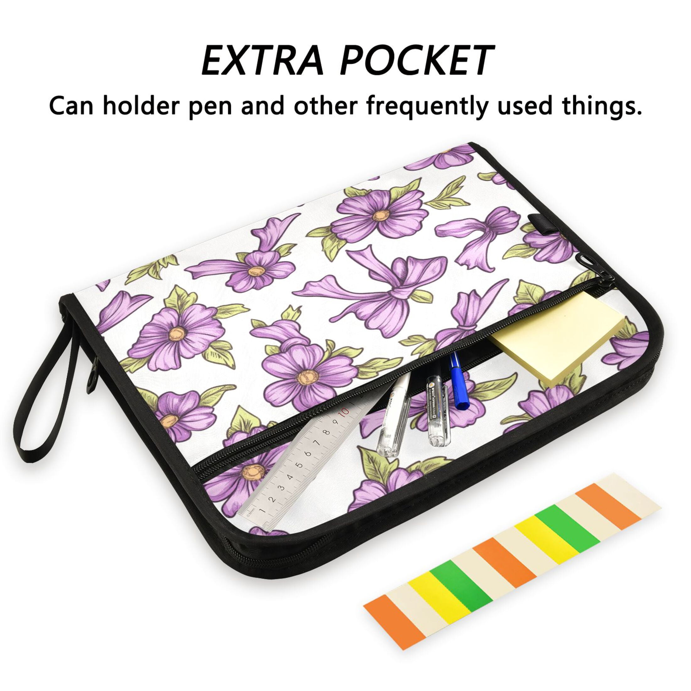 WOBOGO Lavender Flowers Pattern Expanding File Folder Letter Size Accordion Filing Organizer 13 Pocket Separate Organ Pocket
