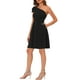 thumbnail image 4 of Vestido de fiesta A-Line con tirante asimétrico y lazo para mujer INSPIRE CHIC, con bolsillos, color negro, talla 3XL, 4 of 6
