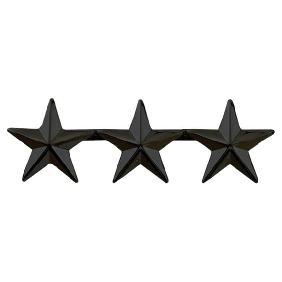 Hero's Pride Rank Insignia, Three 1" Black Five-Pointed Stars, 2 Posts & Clutch Backs, Pack of 2