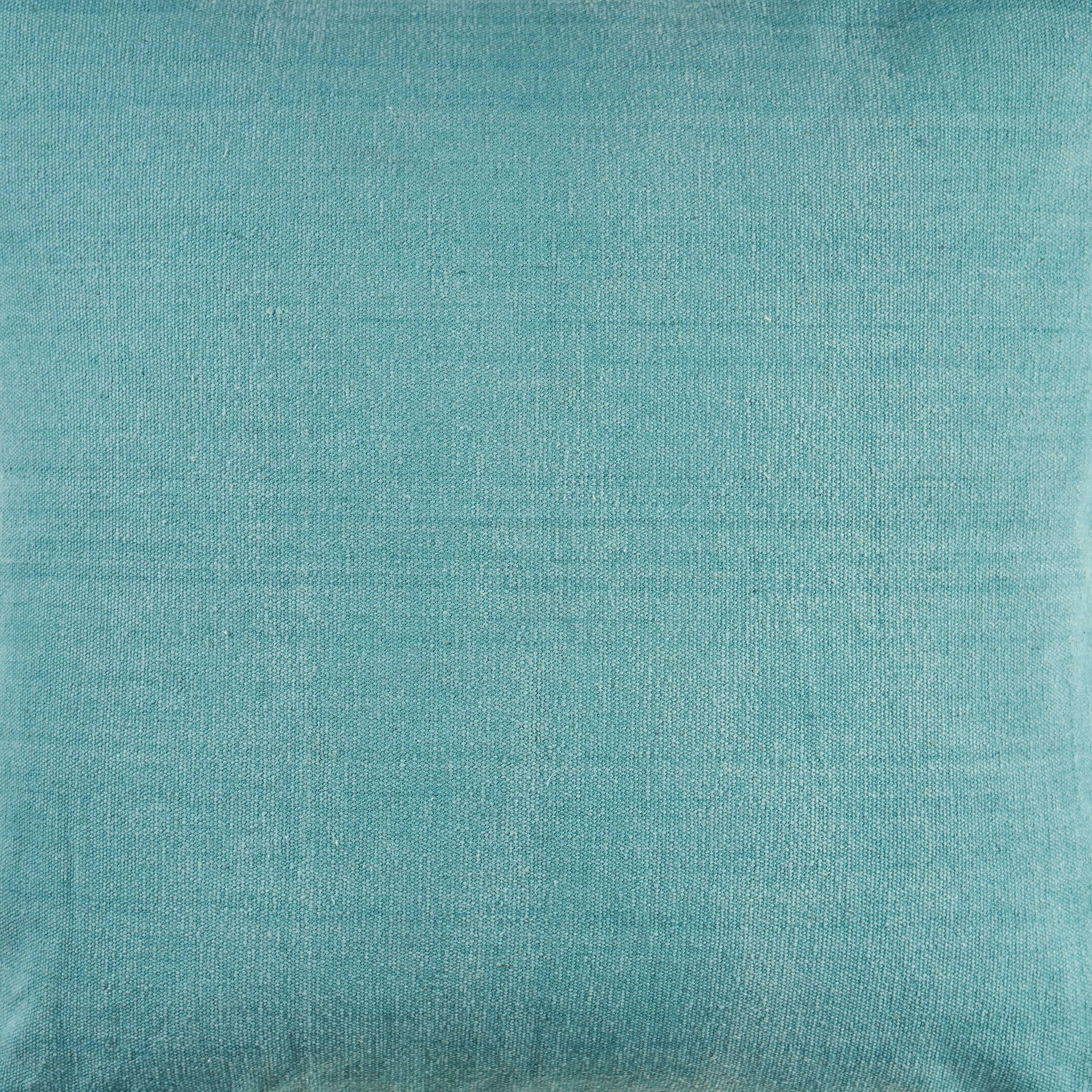 Ox Bay Wilma 24" x 24" Teal Blue Stitch Bordered Cotton Adult Decorative Throw Pillow