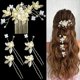 thumbnail image 1 of wonim44 Hair Comb and 4 Pieces Wedding Hair Pins, Gold Leaf Bridal Headpiece Crystal Pearl Hair Pins Clips Vintage Floral Hair Jewelry, Hair Accessories for Brides Bridesmaids Flower Girls, 1 of 1