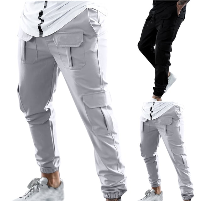 UVEASISHA Men Cargo Jogger Pants,Mens Drawstring Cargo Pants with Pockets Lightweight Hiking Work Pants Quick Dry Elastic Waist Travel Climbing Stretch Pants Sales Today