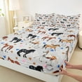 thumbnail image 3 of Manfei Farm Animal Horse Queen Sheet Sets,Rustic Farmhouse Horseshoe Flat Sheet,Brown Blue Heart Print Queen Fitted Sheet For Kids,Breathable Home Decor,4 Pieces, 3 of 7