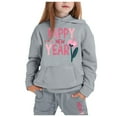 thumbnail image 2 of Girls Outfits & Set Children's Long Sleeved Print Hooded Top Sweater Pants Set for Middle and Older Kids, 2 of 3