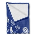 thumbnail image 2 of Polish Soft Flannel Fleece Blanket, Scandinavian Folk Pattern with Birds and Flowers Cultural Design Orient, Cozy Plush for Indoor and Outdoor Use, 60" x 80", Cobalt Blue and White, by Ambesonne, 2 of 5