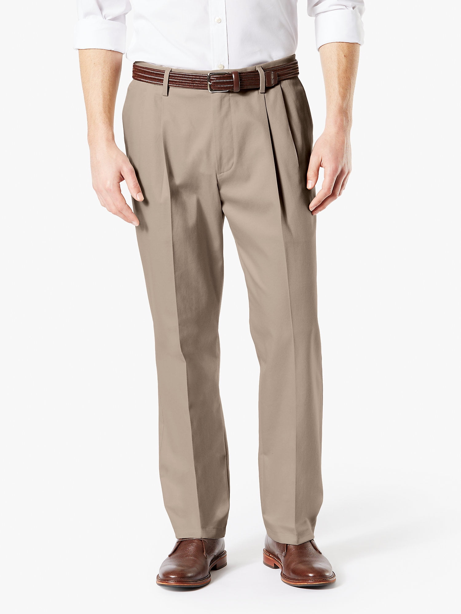 Dockers Mens Classic Fit Signature Khaki Lux Cotton Stretch Pants Regular and Big & Tall Pleated