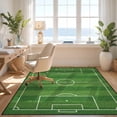 thumbnail image 3 of Design&I 5'x7' Washable Area Rug Soccer Field Print Penalty Detail Arc Border Door Center Goal for Dining Room, Under Table, Home Office, Snag-Free, Skid-Resistant, 3 of 7