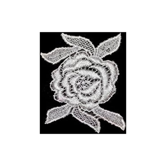 Altotux 3" White Ivory Rose Flower Venice Lace Applique Patch Floral By 6 Pieces (Ivory)