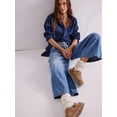 thumbnail image 2 of Women - Jeans Casual Wide Leg Elastic Mid Rise Boyfriend Y2k Loose Denim Pants with Drawstring  S, 2 of 6