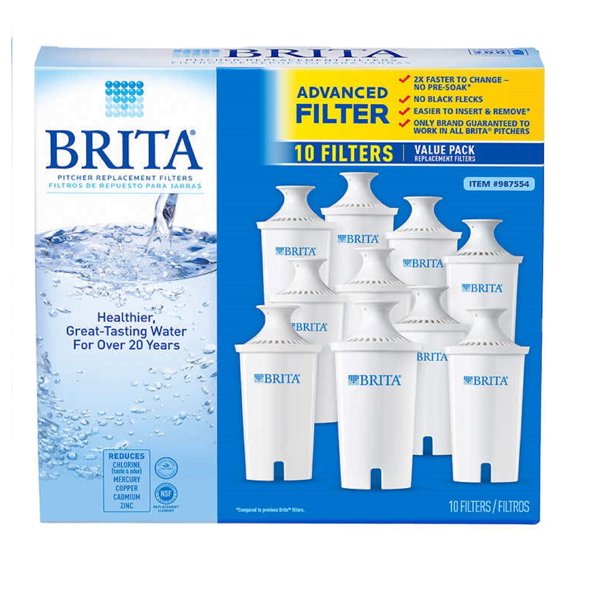 Paquete de filtros de agua Brita Advanced Pitcher, paquete de 10