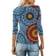thumbnail image 2 of T-shirt Henley à Manches Courtes/longues pour Femmes, Décontracté, Basique, 2 of 3