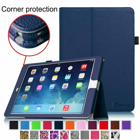 Ballistic Nylon Leather Folio - iPad Air 2 Case - Fintie Slim Fit Leather Folio Cover with Auto Sleep / Wake Feature, Navy