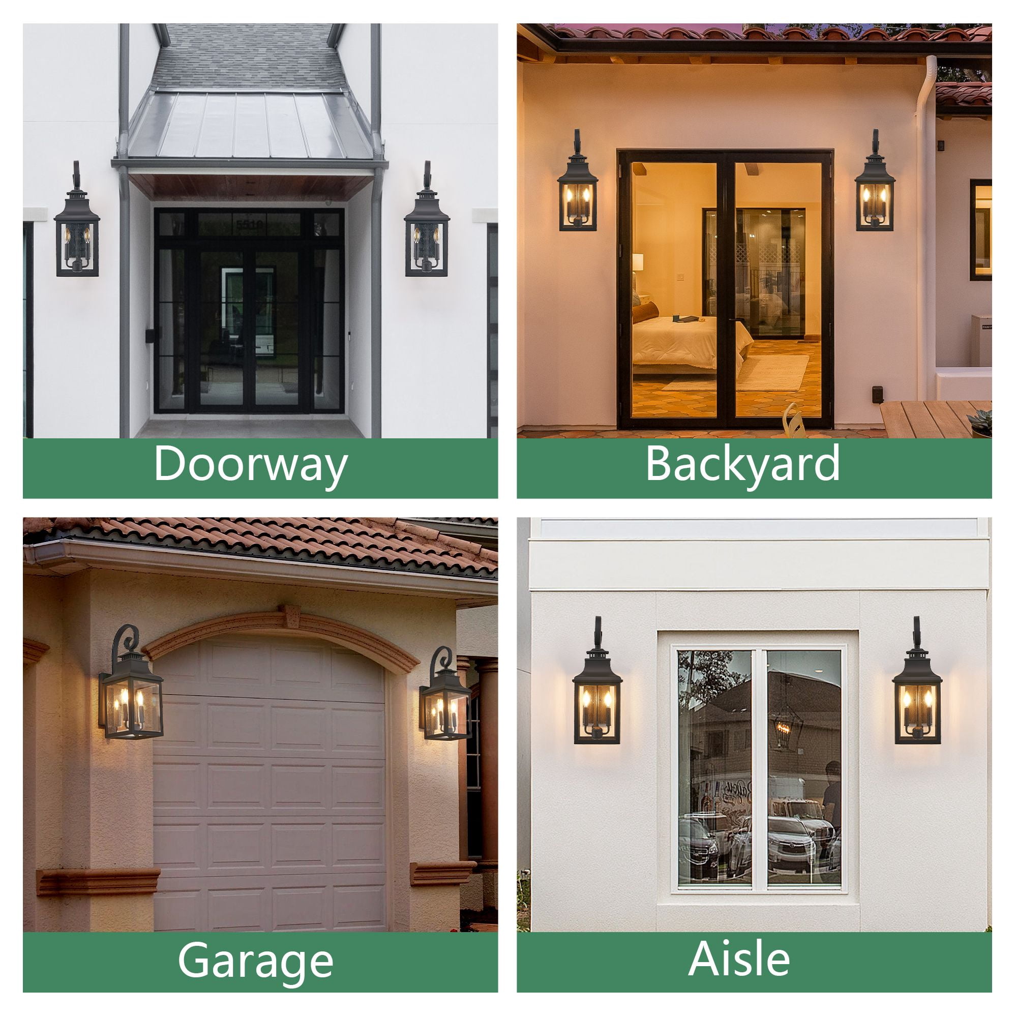 23 Inch Vintage Black Outdoor Wall Lantern Light, Single Sconce with Clear Seeded Glass Shade for Porch, Patio, Garden - Hardwired (Bulbs Not Included)