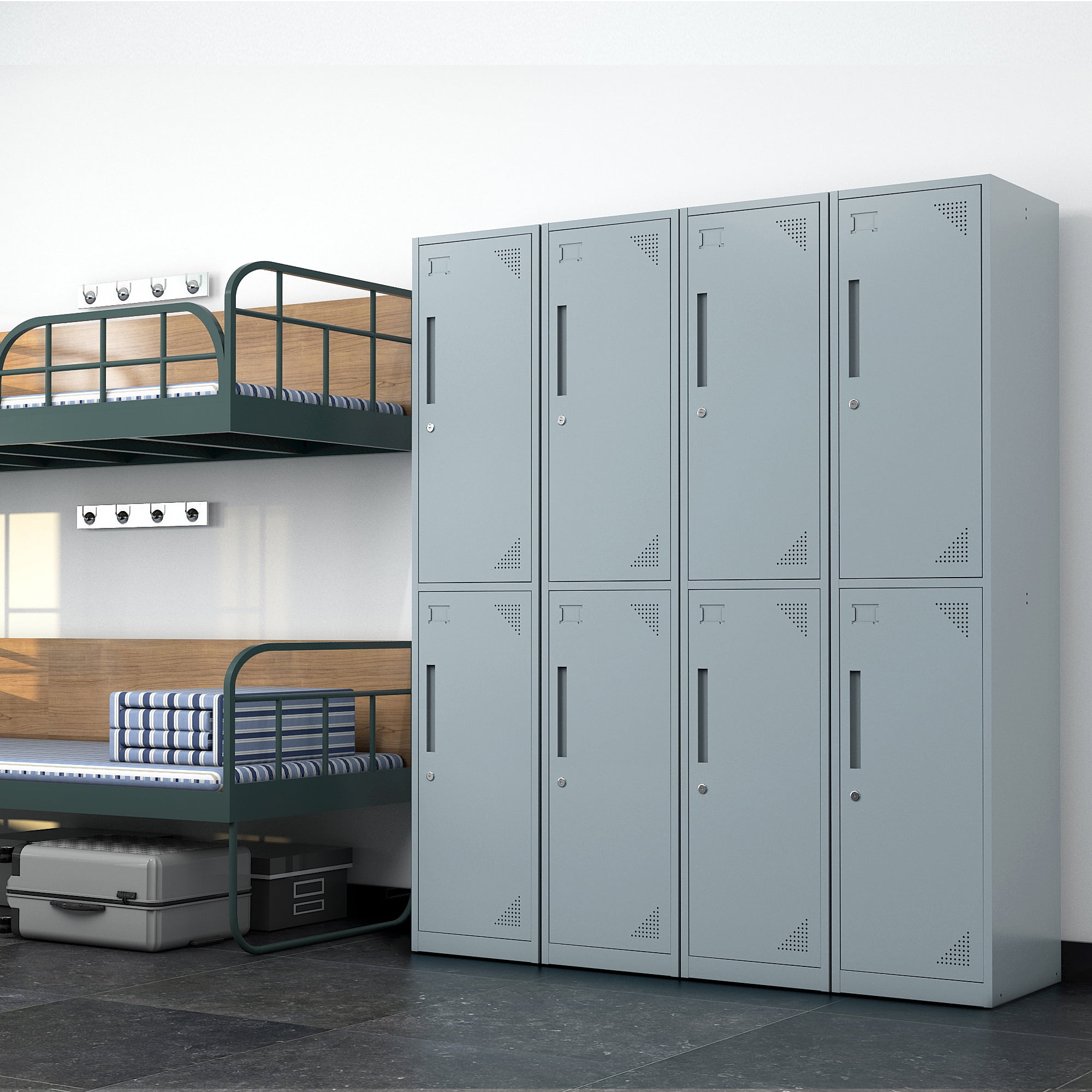Fesbos Metal Locker 2 Lockable Door,71" Tall Steel Storage Cabinet for School Office Gym Home Employees Staff Sundries Room