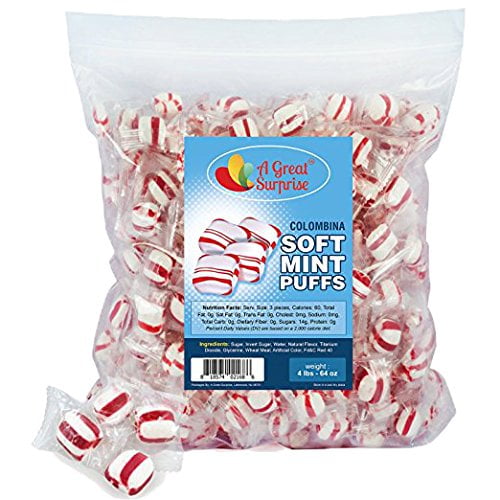 Mint Candy Soft Peppermint Puffs Colombina Hard Candy Red Candy Bulk Candy 4 LB