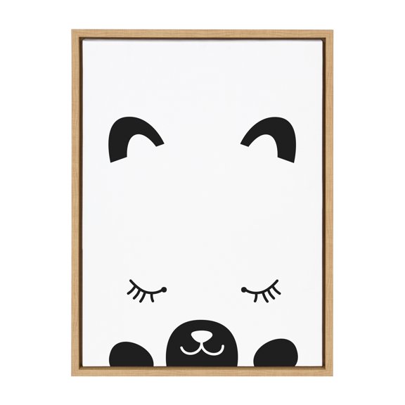 Kate and Laurel Sylvie Modern Baby Bear Framed Canvas Wall Art by Rachel Lee of My Dream Wall, 18x24 Natural, Minimalist Baby Animal Art for Wall
