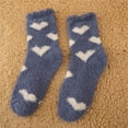 thumbnail image 2 of Fuzzy Socks Womens Fleece Fluffy Cabin Plush Warm Sleep Socks Love Heart Pattern Soft Cozy Winter Adult Socks (Free Size, Blue), 2 of 3