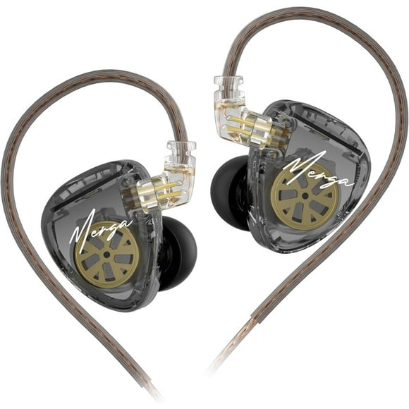 SDES-KZ Merga in Ear Monitor Wired,Dual Dynamic Driver in-Ear Headphones, KZ Deep Bass Earphones, HiFi Stereo Earbuds for Musician (Black, Without Mic)