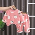 thumbnail image 6 of Godderr 2Pcs Kids Baby Girls Fleece Pajamas Outfit 1-6Y Autumn Winter Pjs Pants Sets Foreign Baby Winter Thickened Loungewear Sleepwear Set Toddler Winter Home Clothing Set, 6 of 7