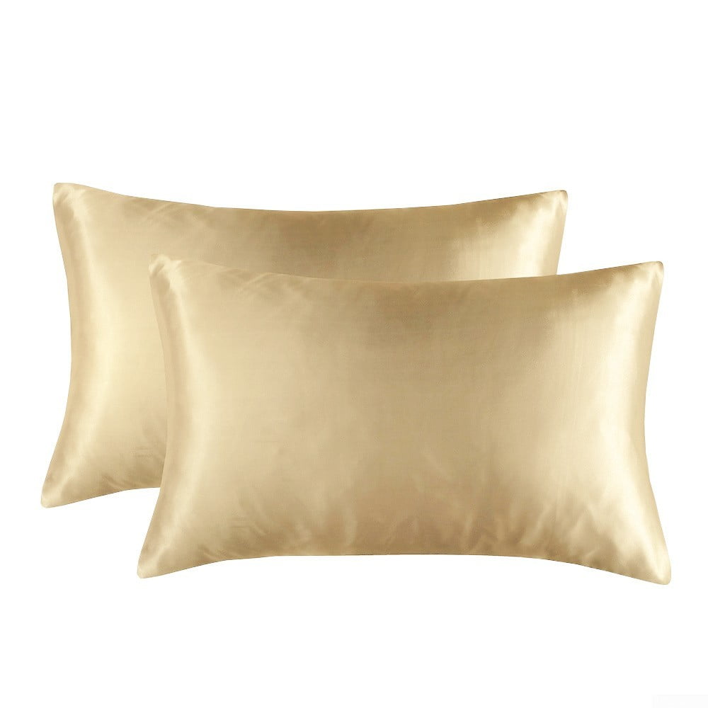 Natural Satin Pillowcase Set of 2 for Hair &Skin with Hidden Zipper