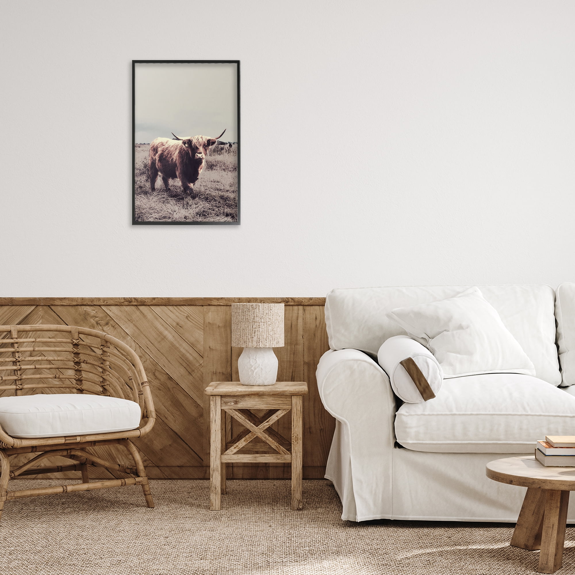 Stupell Industries Horned Cattle in Pasture Black Framed Giclee Art, design by SD Graphics Studio