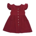 thumbnail image 2 of Skymirror Toddler Girl Baby Kids Cotton Dress with Button Down&Headbows, Ruffle Sleeve Dresses, 6 Colors, 2 of 2