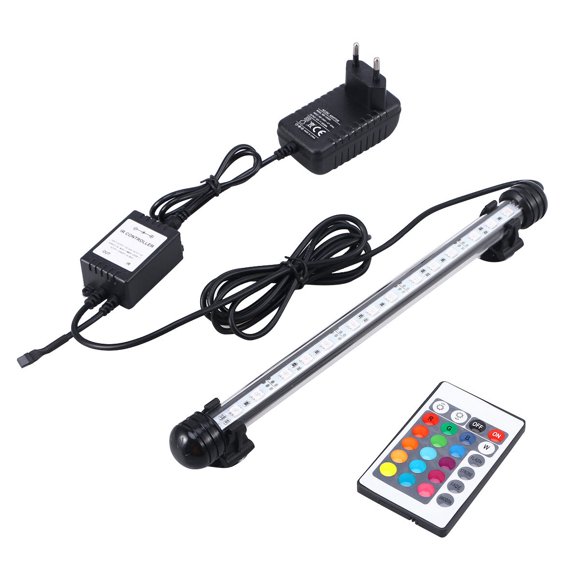 EeaseMX Luz LED para acuario, sumergible, de cristal, cambia de color, 28 cm (enchufe UE)
