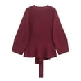 thumbnail image 5 of HongQid Dressy Casual Wrap Peplum Tops for Women's Elegant V Neck Long Sleeves Tie Waist Blouse, 5 of 5