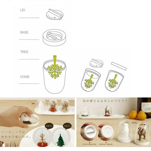 Boîte à Assaisonnement Récipient à Assaisonnement Innovant 4 Pcs Contenant de Rangement pour Assaisonnement Design Mignon Innovant Shaker à Assaisonnement Ensemble de Pots à Épices de Cuisine pour la Maison