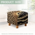 thumbnail image 3 of SCRAWLGOD Marble Pattern Leopard Print Golden Beige Black Stretch Ottoman Cover Square, Footrest Stool Slipcover with Elastic Bottom Comfortable Foot Stool Cover Furniture Protector for Living Room, 3 of 7