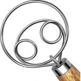thumbnail image 1 of Danish Dough Whisk Stainless Steel Dough Whisk Dutch Style Bread Dough Hand Mixer Wooden Handle Kitchen Baking Tools Bread, 1 of 5