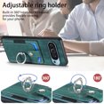 thumbnail image 6 of Compatible with Google Pixel 9 Pro XL, Classic Card Slots 360 Rotating Finger Ring Kickstand PU Leather + TPU Frame Magnetic Closure Back Case Cover for Google Pixel 9 Pro XL, Green, 6 of 8