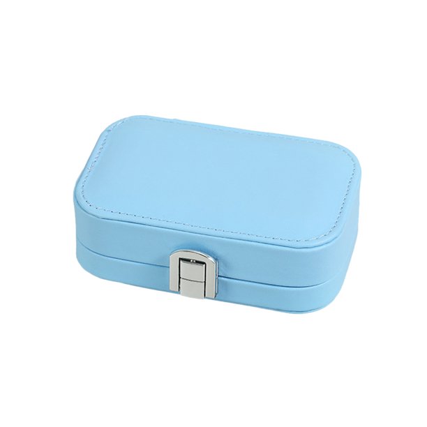 Estuche para joyas Caja hermosa delicada Portátil Gran capacidad Soportes para pendientes multifuncionales Collar para el hogar Almacenamiento y organización del hogar Azul claro 12*7.5*4 cm Bewildely HA077954-06