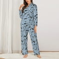 thumbnail image 2 of Rateoe Dolphins Pattern Womens Pajamas Set Long Sleeve Sleepwear Button Down Nightwear Soft Cotton Pj Lounge Sets-Medium, 2 of 7
