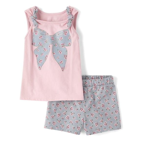 The Children's Place Toddler Girls Sleeveless Floral Bow Outfit Set, 2-Piece, Sizes 12M-5T