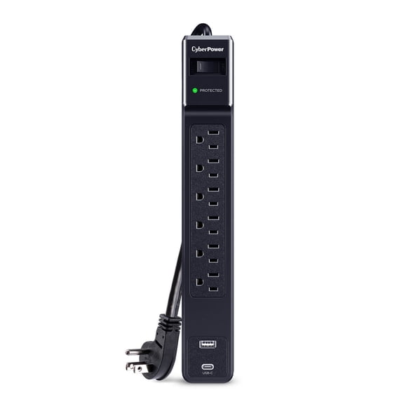 CyberPower CSP604UC Home Office 6 Outlet Surge Protector with 1500 J Surge Suppression