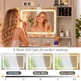 thumbnail image 4 of Ktaxon Makeup Vanity Desk with Lighted Mirror, Vanity Table with Charging Station for Bedroom, Greige, 4 of 8