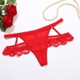 thumbnail image 2 of Admvng Women's Thong Panties Ruffled Scalloped Floral Lace Trim Underwear, 2 of 4
