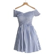 thumbnail image 6 of YuXingFu Spring Dresses for Women Mid-Length Crew Neck Plus Size Womens Dress Short Sleeve A Line Casual Summer Blue S, 6 of 9