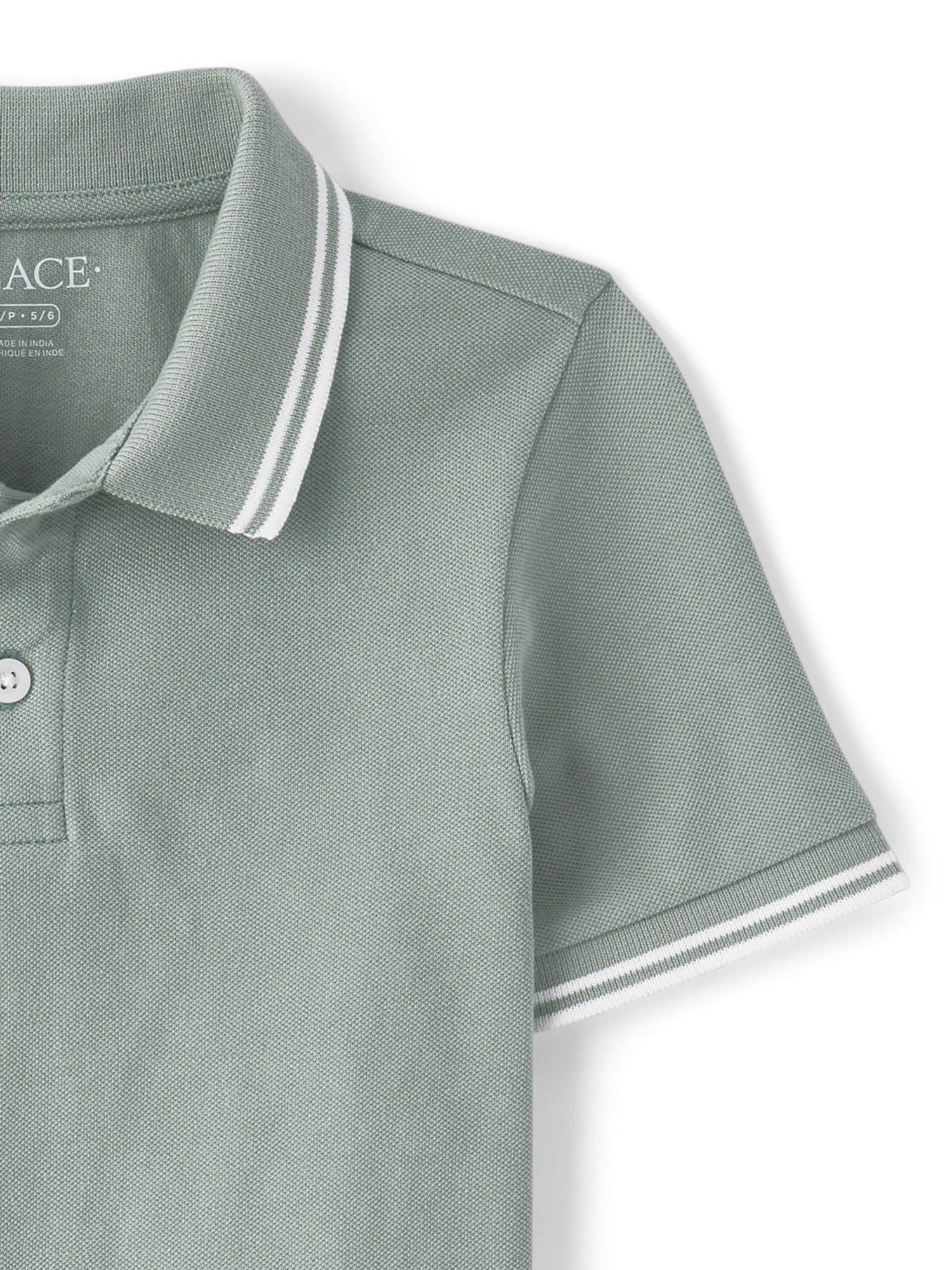 The Children's Place Boys Short Sleeve Tipped Solid Pique Polo, Sizes XS-XXL