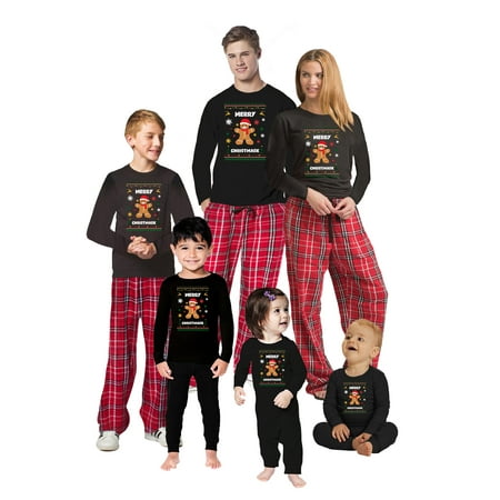 

Christmas 2020 Pajamas for Family Funny Matching Christmas PJs - Holiday Xmas Quarantine Jammies - Ginger Bread Man Santa Llama Cat