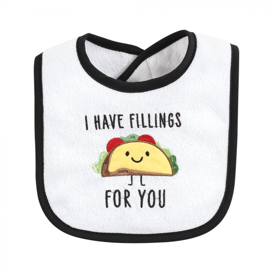 Hudson Baby Unisex Baby Cotton Terry Drooler Bibs with Fiber Filling, Pizza Taco, One Size