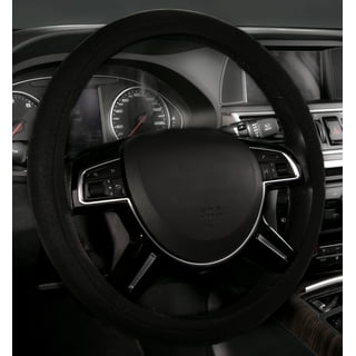 Auto Drive Black White Cow Print Faux Leather Steering Wheel Cover,  Universal Fit for Sedans, SUVs