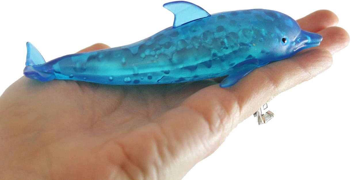 Dolphin Stretchy and Squeezy Toy - Crunchy Bead Filled - Fidget Stress Ball  Ocean Animal 