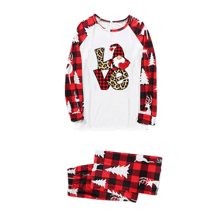 

Matching Family Pajamas Sets Christmas Pjs Sleepwear Cute Gnome Printed Top with Plaid Bottom Holiday Casual Jammies