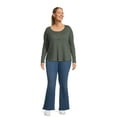 thumbnail image 2 of Terra & Sky Women's Plus Size Waffle Tee with Long Sleeves, Sizes 0X-4X, 2 of 5